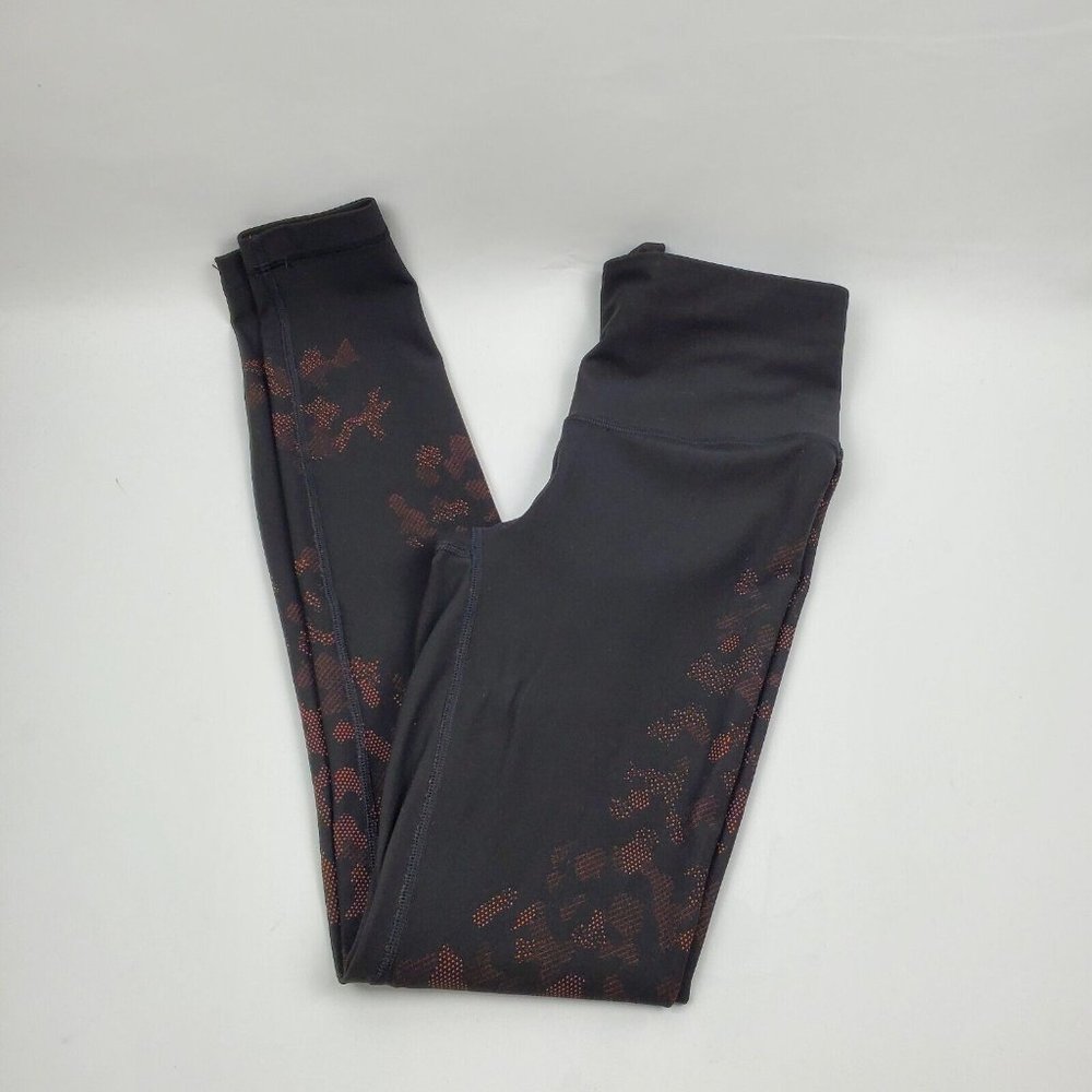 Lululemon Womens Legging Pants Stretch Pull Up Elastic Waist Black Orange 24X28